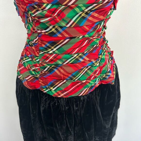 Rimini Saks 5th Avenue 80s Women’s Tartan Plaid Holiday Party Cocktail Dress - Picture 9 of 16